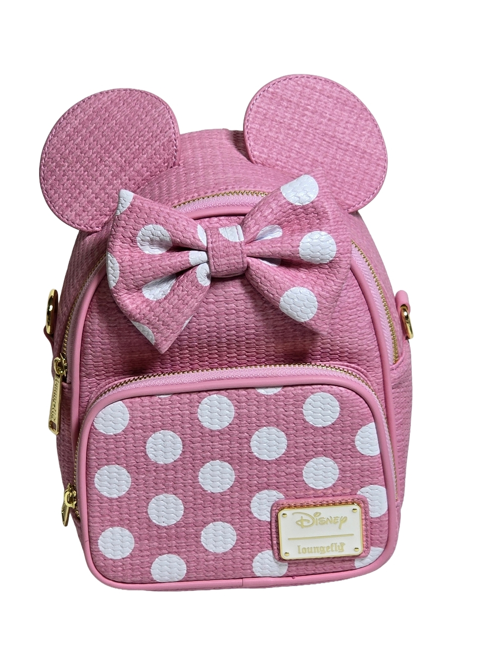 Loungefly Minnie Mouse Pink Polka Dot Convertible Mini Backpack Crossbody NWT